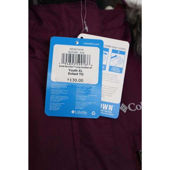 Columbia Girls‎ Purple Suttle Mountain Long Insulated Jacket Size Youth XL - Picture 4 of 6